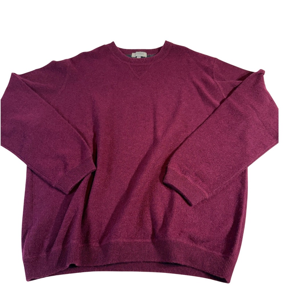 Kinross Cashmere Sweater XXL Burgundy Crewneck 100% Cashmere